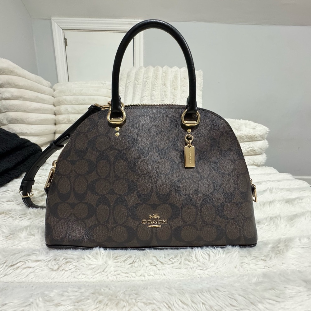 Coach Brown and Black Signature Satchel